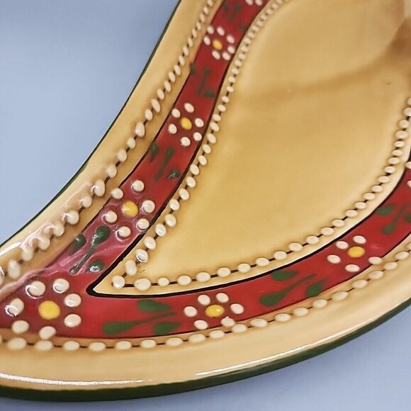 Jalapeno Shaped Serving Appetizer Dip Dish Mexico Southwest Ceramic 15x7" - Picture 2 of 6